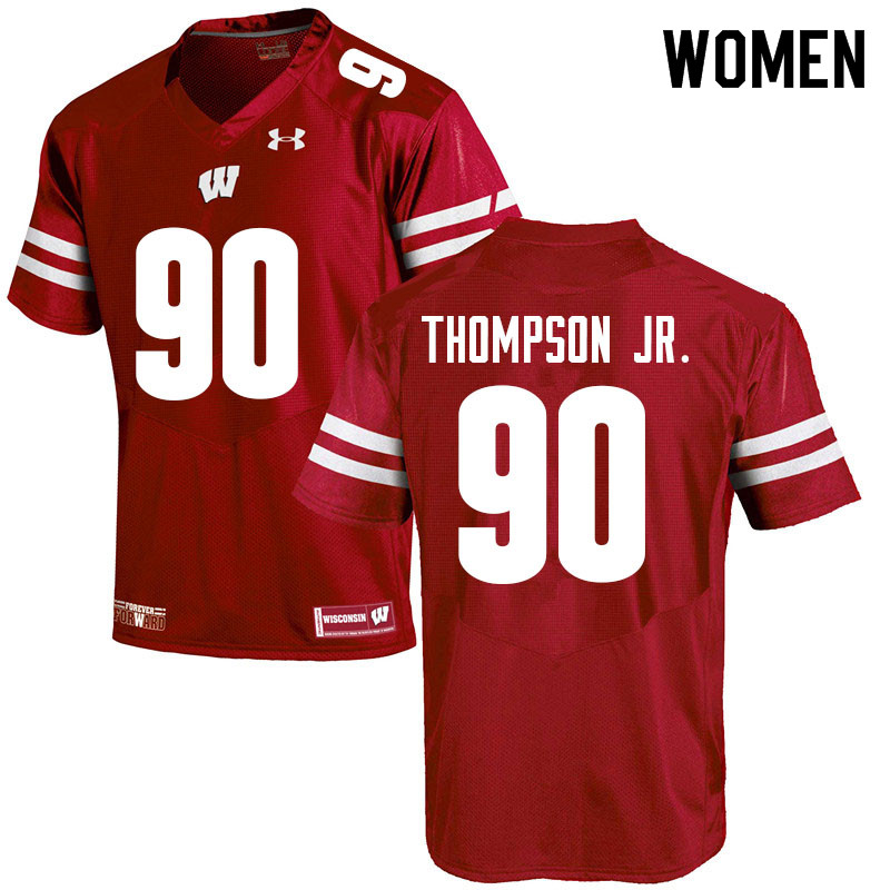 Wisconsin Badgers Women's #90 James Thompson Jr. NCAA Under Armour Authentic Red College Stitched Football Jersey AM40Y52JQ